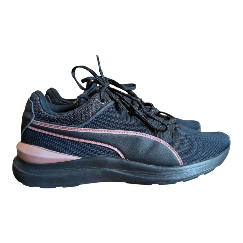 Puma Black Knit Metallic Pink Running Shoes Women's US Size 7